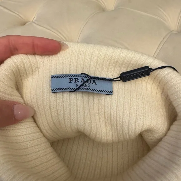 Prada Ivory Ribbed Beanie - Picture 4 of 4